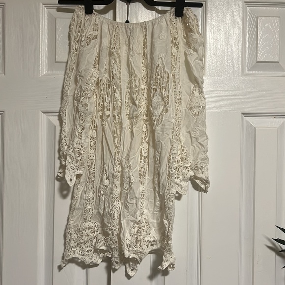 Miguelina Eyelet Knit Off Shoulder Mini Dress - Picture 2 of 7